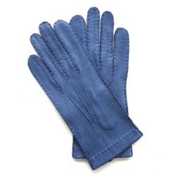 Gants en Cuir de Pécari Bleu Patt Non Doublés.