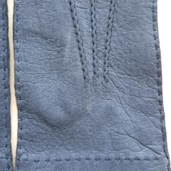 Gants en Cuir de Pécari Bleu Patt Non Doublés.