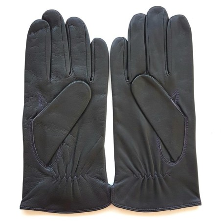 Gants en Cuir d'Agneau Gris Foncé Améthyste Georges Doublure Soie.