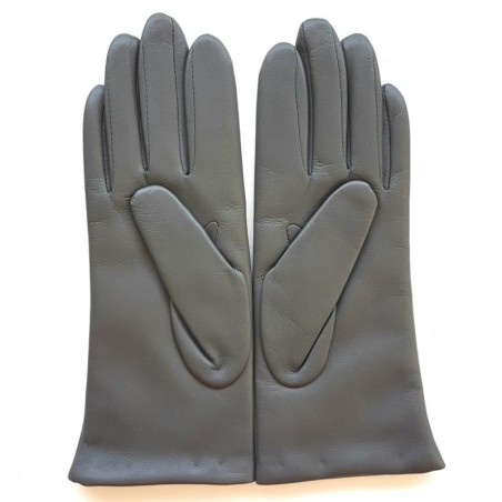 Gants en Cuir dAgneau Gris, Rouge Hiver Doublés Cachemire.