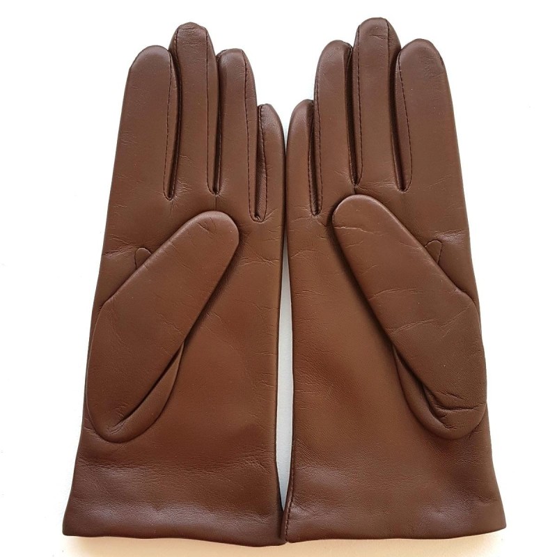 Gants en Cuir d'Agneau Marron, Gris Hiver Doublés Cachemire.