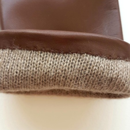 Gants en Cuir d'Agneau Marron, Gris Hiver Doublés Cachemire.
