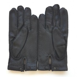 Gants en Cuir de Pécari Noir Paul Doublure Cachemire.