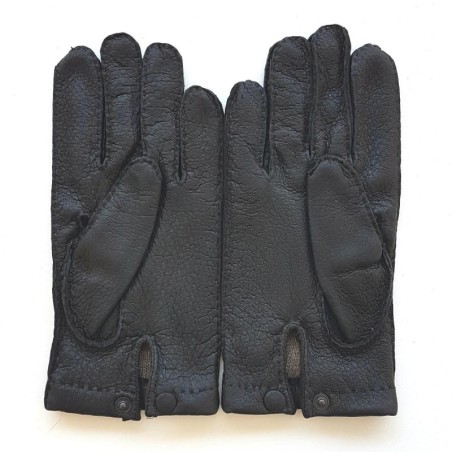 Gants en Cuir de Pécari Noir Paul Doublure Cachemire.