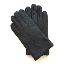 Gants en Cuir de Pécari Noir Paul Doublure Cachemire.