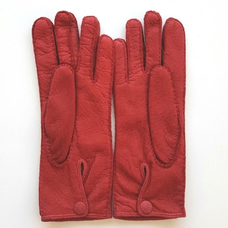 Gants en Cuir de Pécari Rouge Léonie Doublure en Alpaga.