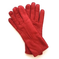 Gants en Cuir de Pécari Rouge Léonie Doublure en Alpaga.