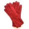 Gants en Cuir de Pécari Rouge Léonie Doublure en Alpaga.