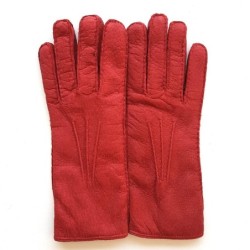 Gants en Cuir de Pécari Rouge Léonie Doublure en Alpaga.