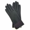 Gants en Cuir d'Agneau Noir Gris Hot Pink Doublés Soie.