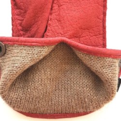 Gants en Cuir de Pécari Rouge Léonie Doublure en Alpaga.