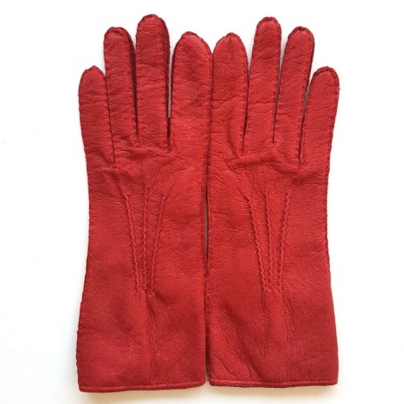 Gants en Cuir de Pécari Rouge Léonie Non Doublés.