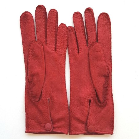 Gants en Cuir de Pécari Rouge Léonie Non Doublés.