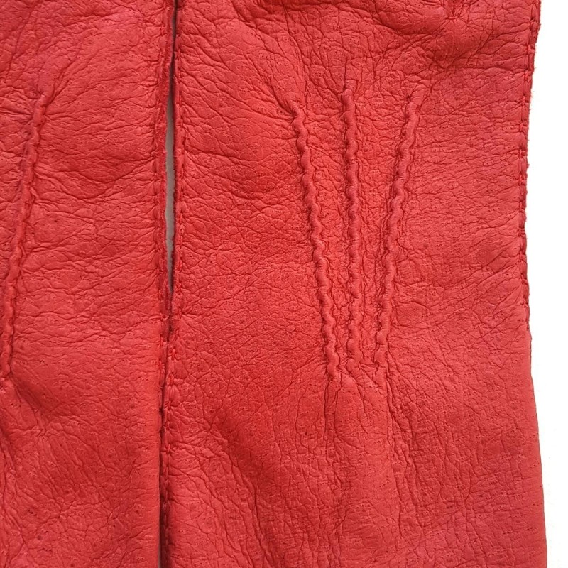 Gants en Cuir de Pécari Rouge Léonie Non Doublés.