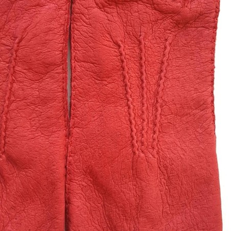 Gants en Cuir de Pécari Rouge Léonie Non Doublés.