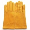 Gants en Cuir d'Agneau jaune Capucine doublé soie.