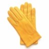 Gants en Cuir d'Agneau jaune Capucine doublé soie.