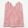 Gants en Cuir d'Agneau Rose Capucine Doublure Soie.