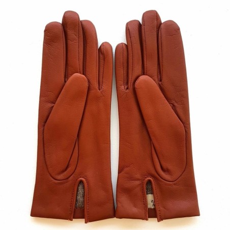 Gants en Cuir d'Agneau Cognac Capucine Doublés Cachemire.