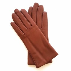 Gants en Cuir d'Agneau Cognac Capucine Doublés Cachemire.
