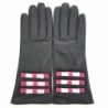 Gants en Cuir d'Agneau Noir Hot Pink Gris Ombeline Doublés Soie.