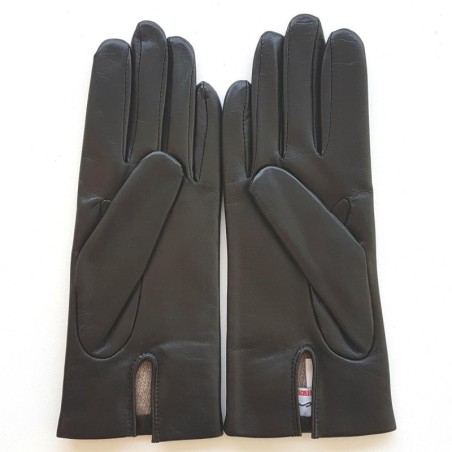 Gants en Cuir d'Agneau Noir Capucine Doublé Cachemire.