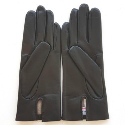 Gants en Cuir d'Agneau Noir Capucine Doublé Cachemire.