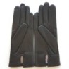 Gants en Cuir d'Agneau Noir Capucine Doublé Cachemire.