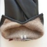 Gants en Cuir d'Agneau Noir Capucine Doublé Cachemire.