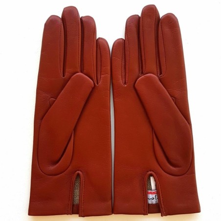 Gants en Cuir d'Agneau Chesnut Capucine Doublés Soie..