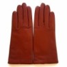 Gants en Cuir d'Agneau Chesnut Capucine Doublés Soie..
