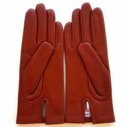 Gants en Cuir d'Agneau Chesnut Capucine Doublés Soie..