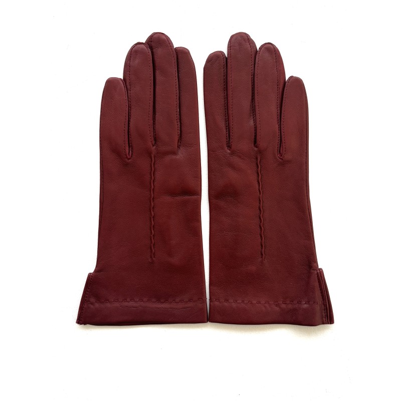 Gants en Cuir d'Agneau Bordeaux Thérèse Doublés Cachemire.