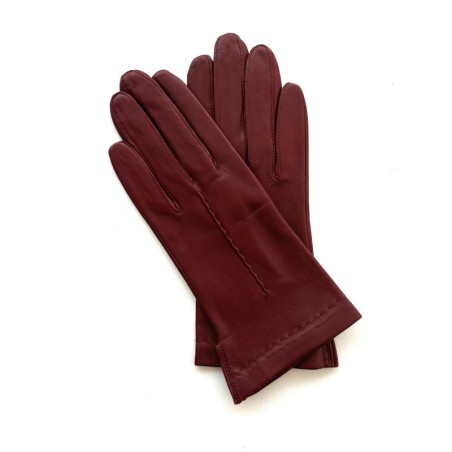 Gants en Cuir d'Agneau Bordeaux Thérèse Doublés Cachemire.