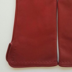 Gants en Cuir d'Agneau Bordeaux Violette Doublés Soie.
