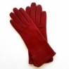Gants en Cuir d'Agneau Bordeaux Violette Doublés Soie.