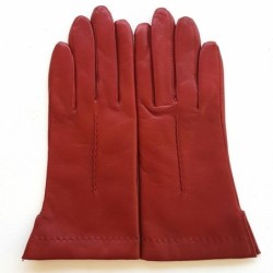 Gants en Cuir d'Agneau Bordeaux Thérèse Doublés Soie.