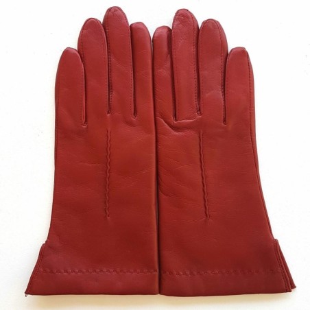 Gants en Cuir d'Agneau Bordeaux Thérèse Doublés Soie.