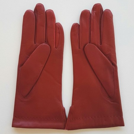 Gants en Cuir d'Agneau Bordeaux Thérèse Doublés Soie.