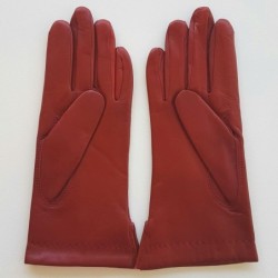 Gants en Cuir d'Agneau Bordeaux Thérèse Doublés Soie.