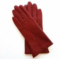 Gants en Cuir d'Agneau Bordeaux Thérèse Doublés Soie.