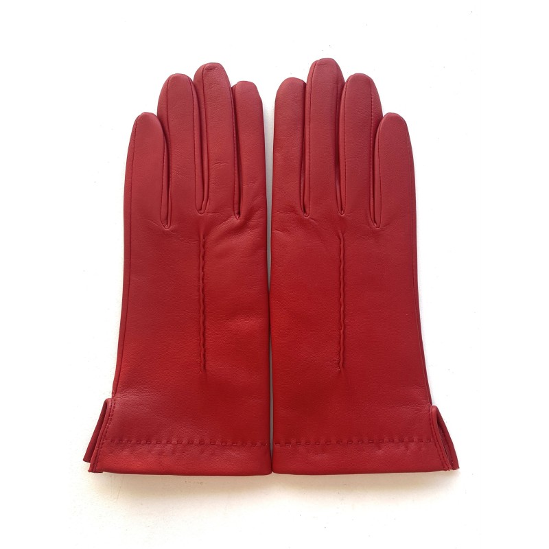 Gants en Cuir d'Agneau Rouge Thérèse Doublure Cachemire.