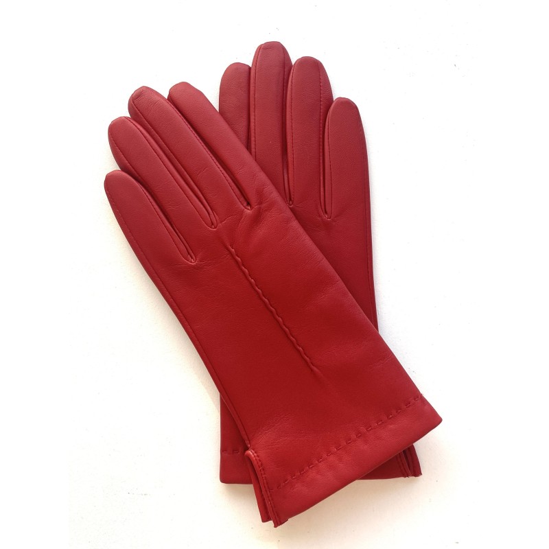 Gants en Cuir d'Agneau Rouge Thérèse Doublure Cachemire.