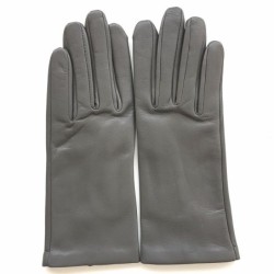Gants en Cuir d'Agneau Gris Capucine Doublés Soie.