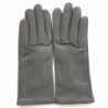 Gants en Cuir d'Agneau Gris Capucine Doublés Soie.