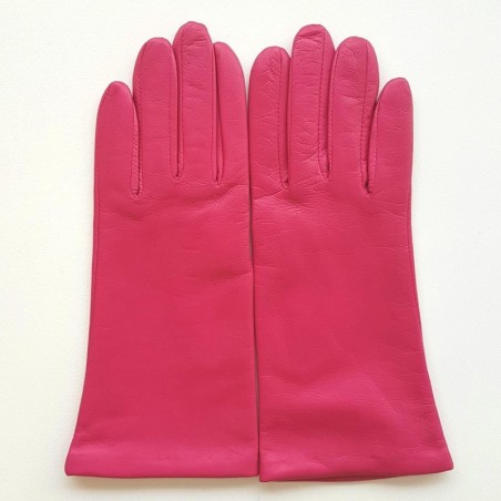 Gants en Cuir d'Agneau Orchidée Adeline Doublés Soie.