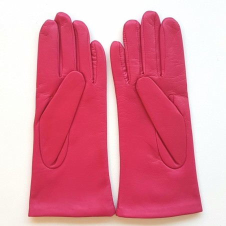 Gants en Cuir d'Agneau Orchidée Adeline Doublés Soie.