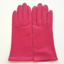 Gants en Cuir d'Agneau Orchidée Adeline Doublés Soie.