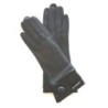 Gants en Cuir d'Agneau, Cuir Vernis Noir Twigy Doublés Soie.