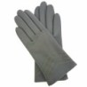 Gants en Cuir d'Agneau Charcoal Luciole Points Doublés Soie.